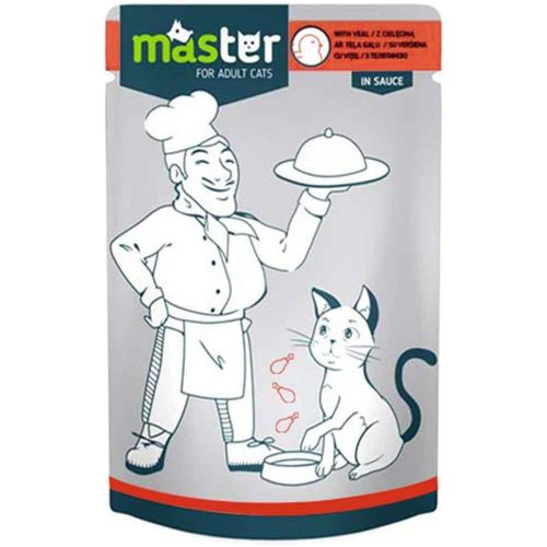 Master alutasakos macskaeledel felnőtt macskáknak borjú 80 g