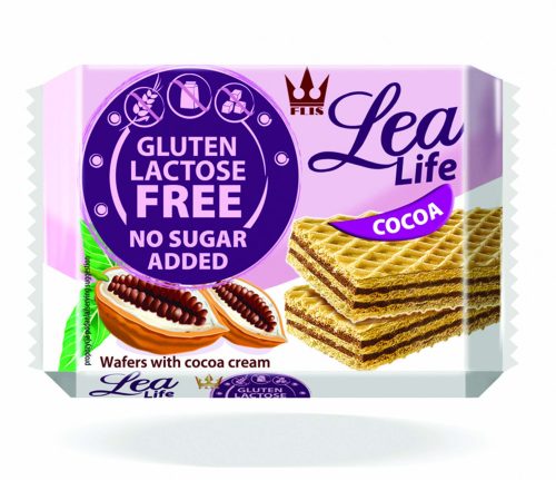 Lea Life vaniliás ostyaszelet hozzáadott cukor nélkül , glutén és laktózmentes 95g