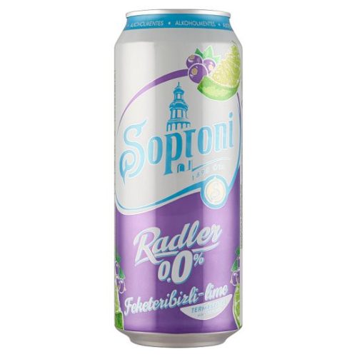 Soproni Radler feketeribizli-lime-os alkoholmentes sörital 0,0 % 0,5 l