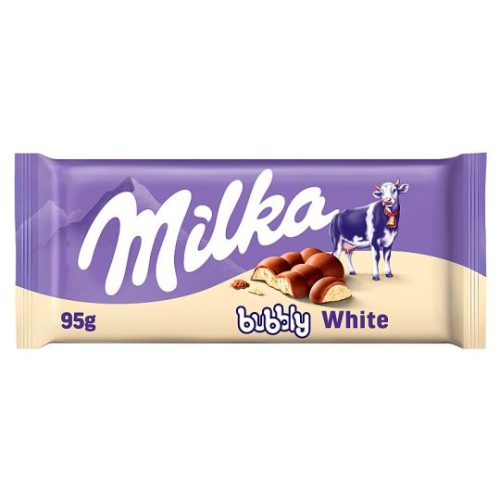 Milka Bubbly White alpesi tejcsokoládé levegőbuborékos fehércsokoládé töltelékkel 95 g